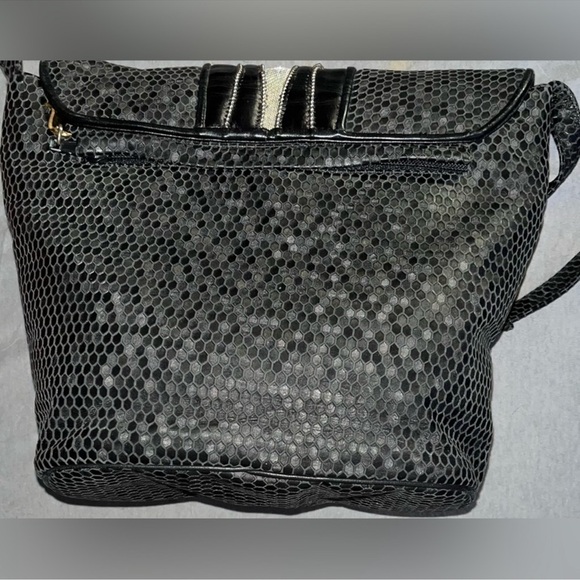 Sharif Black and Cream Textured Shoulder Bag main image 4